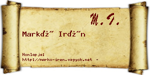 Markó Irén névjegykártya